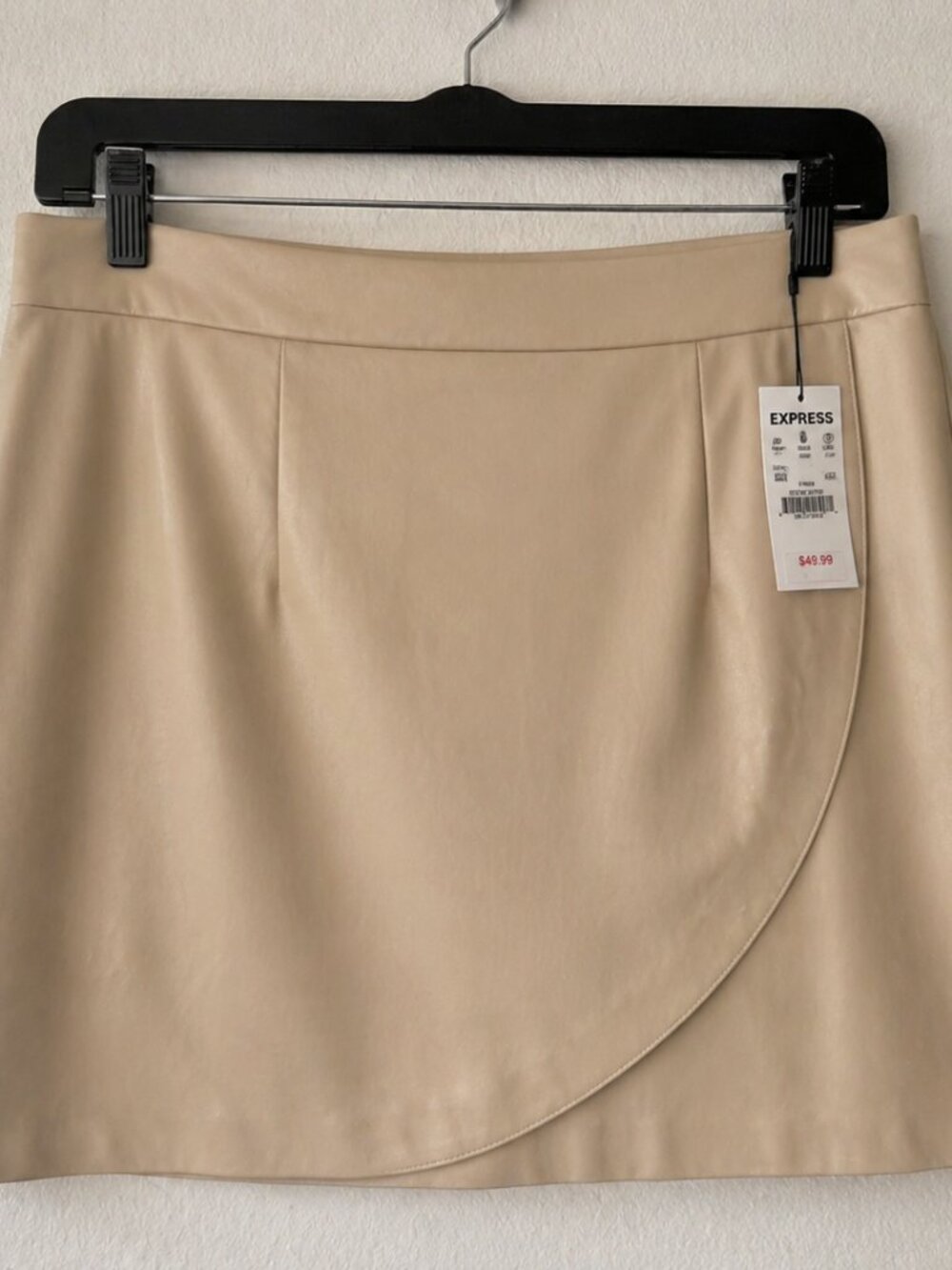 Poshmark Title: Express Beige Faux Leather High Rise Mini Skirt Size 14 NWT